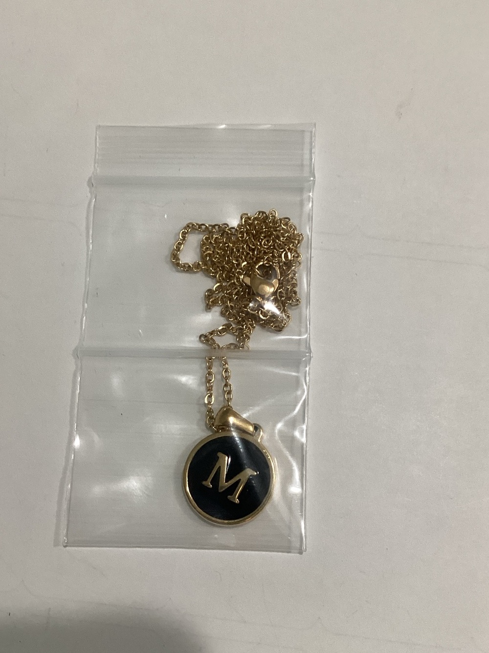 Gold-Tone 'M' Initial Pendant Necklace in‎ Black